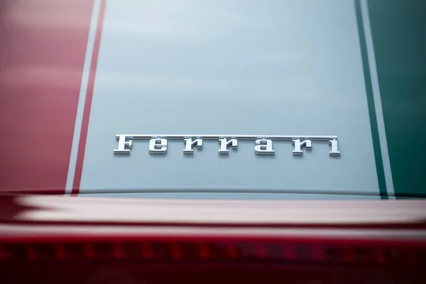 Strasbourg France March 2022 Closeup Ferrari Logo Rear Side Red — Stock Photo, Image