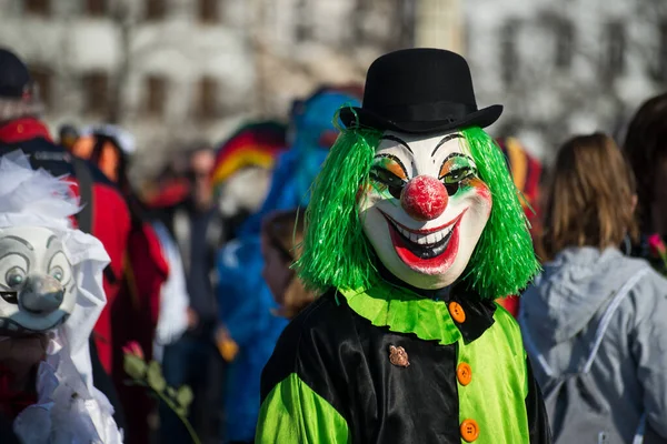 Basel Switzerland March 2022 Portrait Masked People Wearing Traditional Costumes — Stock Photo, Image