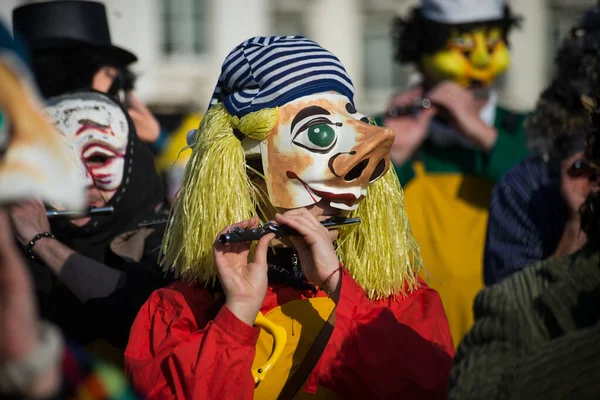 Basel Switzerland March 2022 Portrait Masked People Wearing Traditional Costume — Stock Photo, Image