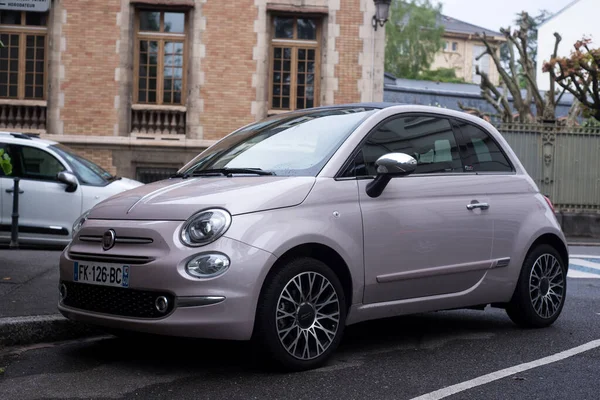 Mulhouse France May 2022 Front View Purple Fiat 500 Parked — Photo