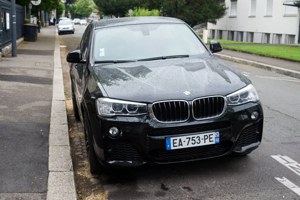 Mulhouse France May 2022 Front View Black Bmw Parked Street — Stockfoto