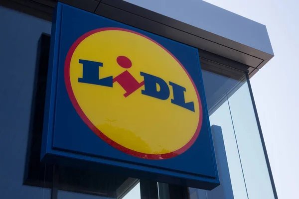 Mulhouse France May 2022 Closeup Lidl Logo Supermarket Store Front — 图库照片