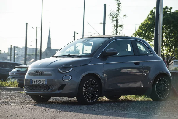 Mulhouse France May 2022 Front View Grey Fiat 500 Electric — Stock fotografie