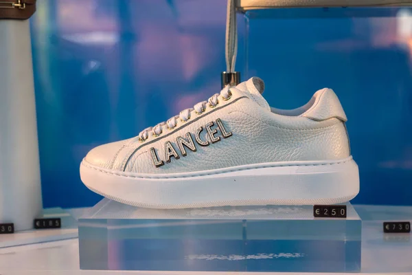 Strasbourg France May 2022 Closeup Lancel White Sneakers Luxury Fashion — Fotografia de Stock