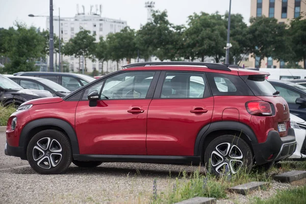 Mulhouse France May 2022 Profile View Red Citroen Aircross Parked — 图库照片