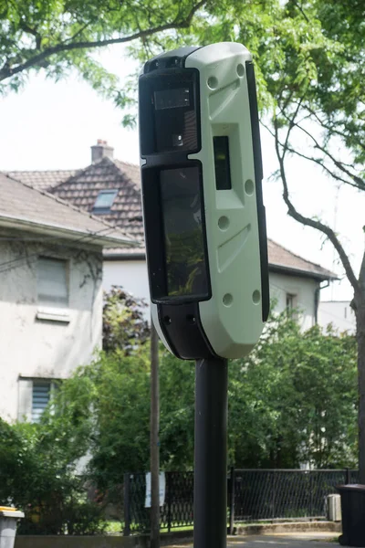 Zicht Nieuwe Franse Snelheidsradar Straat — Stockfoto