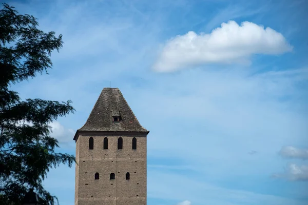 View Medieval Tower Little France Quarter Beautiful Cloudy Sky Background — Stock Photo, Image