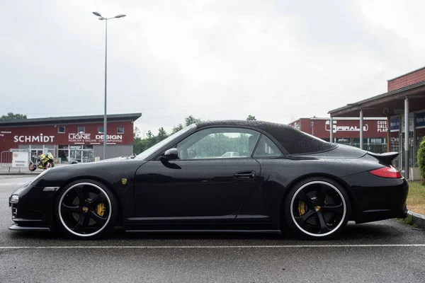 Lutterbach France June 2022 Rear View Black Porsche 911 Parked — Stock Photo, Image