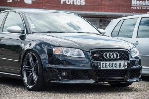 Lutterbach França Junho 2022 Vista Frontal Preto Audi Rs4 Estacionado — Fotografia de Stock