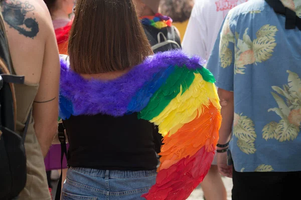 Strasbourg France June 2022 Portrait Back View Young Woman Wearing — Stock Photo, Image