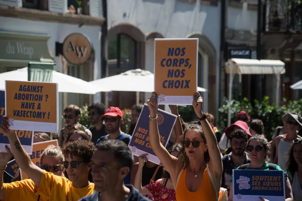 Straatsburg Frankrijk Juli 2022 Vrouwen Protesteren Voor Gratis Abortus Met Stockafbeelding