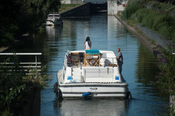 Mulhouse France July 2022 View White Tourism Boat Channel — Stock Photo, Image