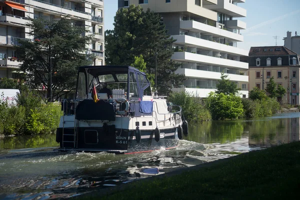 Mulhouse France July 2022 View White Tourism Boat Channel — Stock Photo, Image