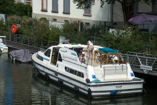 Mulhouse Frankreich Juli 2022 Blick Auf Weißes Touristenboot Auf Dem — Stockfoto