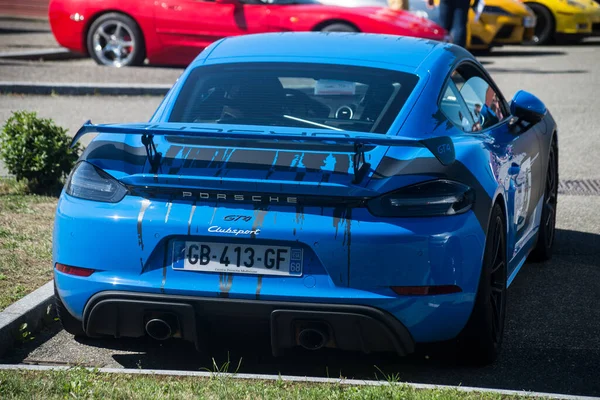 Lutterbach France July 2022 Rear View Blue Porsche 911 Gt4 — Stock Photo, Image