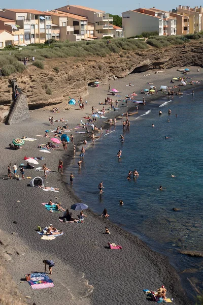 Cap Agde France July 2022 View People Canoe Black Sand — Stock Photo, Image