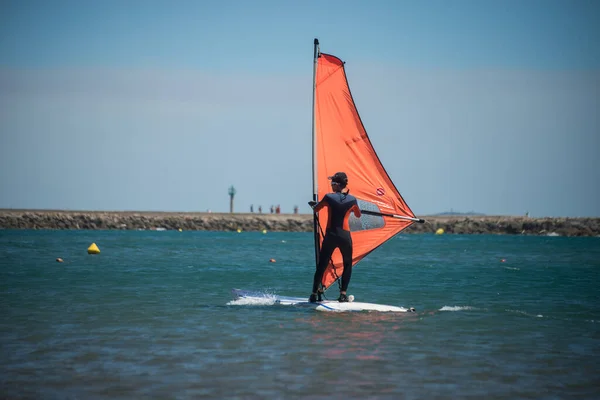 Valras France July 2022 Portrait Young Man Wind Surf Sea — Stockfoto