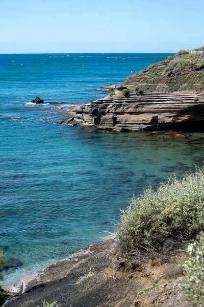 View Cliff Rocks Mediterranean Sea — Stok fotoğraf