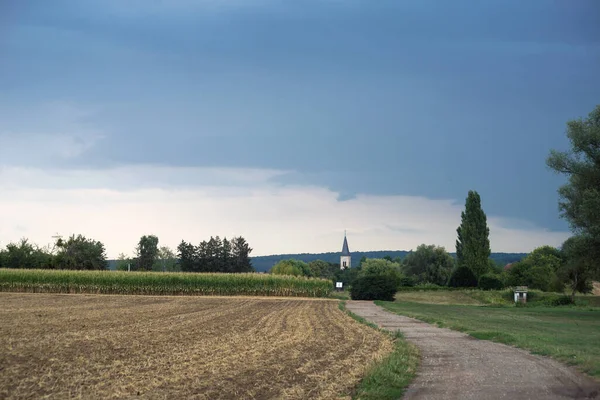 Panorama Rural Landscape Stormy Day — 图库照片