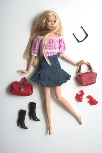 Mulhouse Γαλλία Αυγούστου 2022 Πορτρέτο Του Ξανθού Barbie Κούκλα Φορώντας — Φωτογραφία Αρχείου