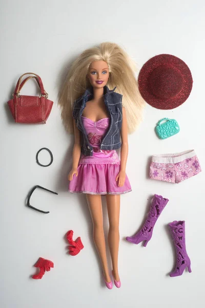 Mulhouse Francie Září 2022 Portrét Blonďaté Panenky Barbie Růžových Šatech — Stock fotografie