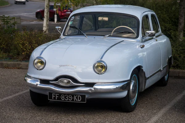 Mulhouse France September 2022 Front View Blue Vintage Panhard Car — Stock Photo, Image