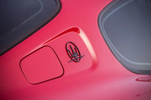 Mulhouse France October 2022 Closeup Maserati Logo Red Sport Car — 图库照片