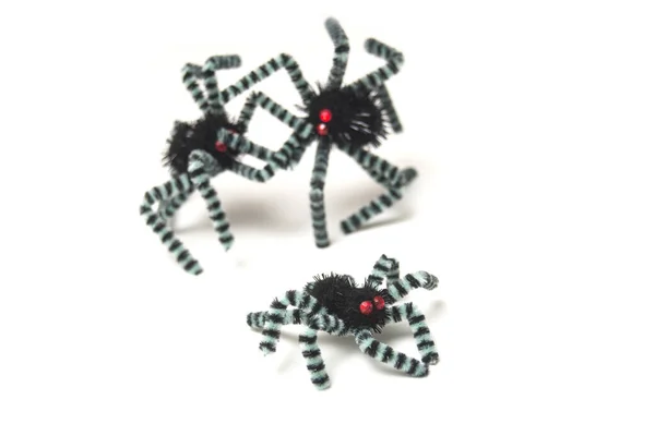 Set Decorative Spider Halloween Decoration White Background — Stock Photo, Image