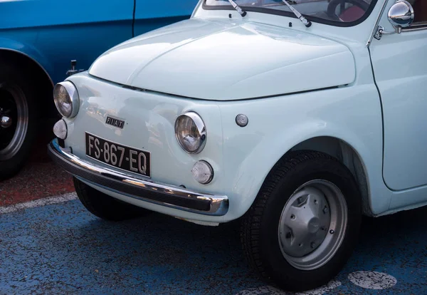 Mulhouse France October 2022 Front View White Vintage Fiat 500 — Stock Photo, Image