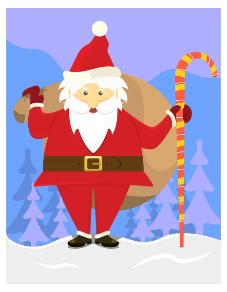 Baston ve çantalı Noel Baba