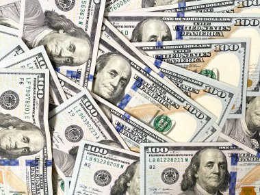 Yüz dolarlık banknotların geçmişi. Yüz dolarlık banknotların dokusu. Bir sürü dolar.