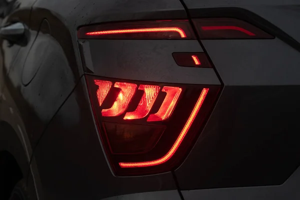 Grodno Bielorrusia 2021 Faros Traseros Led Con Efecto Hyundai Creta —  Fotos de Stock