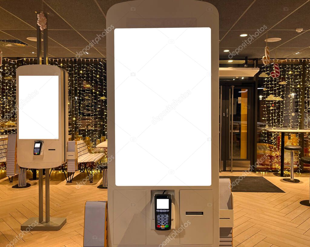 Screen for ordering and paying with a bank card via a bank card reader with mockup