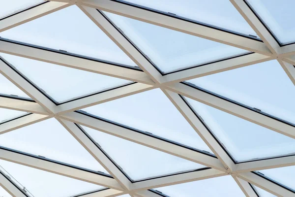 Fragment Glass Dome Roof Building Geometric Glass Dome Modern Ceiling — Stock Photo, Image