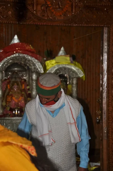 Mandi Himachal Pradesh India 2021 Photo Pujari Priest Wearing Face — Photo