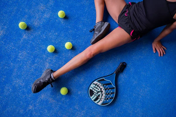 Primer Plano Joven Jugador Padel Objetos Tenis — Foto de Stock