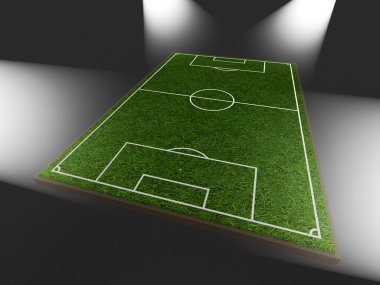 spotlight ile izole futbol sahası