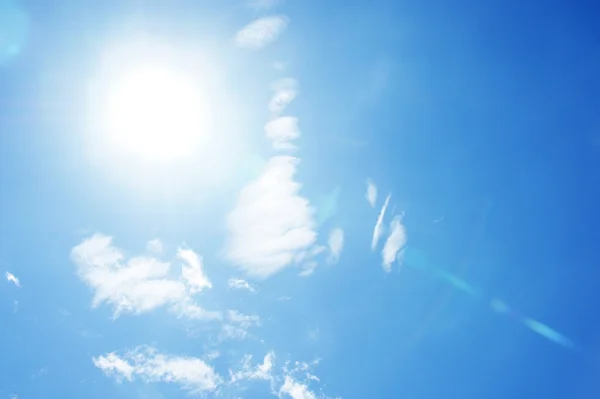 Blue sky with clouds and sun