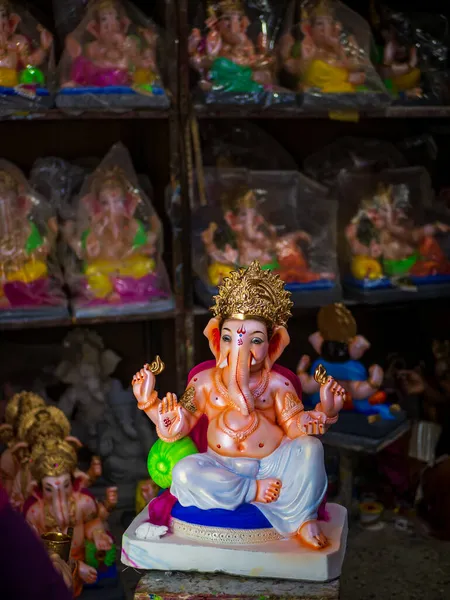 Statue Lord Ganesh Prête Pour Festival Venir Covid Amortit Esprit — Photo