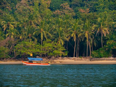 Malvan, INDIA - 23 Aralık 2021: Devbagh Beach, Sindhudurga 'da dünyanın en sevilen 30 turizm beldesinde yer alan kimliği belirsiz turistler
