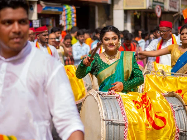 Mumbai India Abril 2022 Desfile Año Nuevo Hindú Gudhi Padva — Foto de Stock