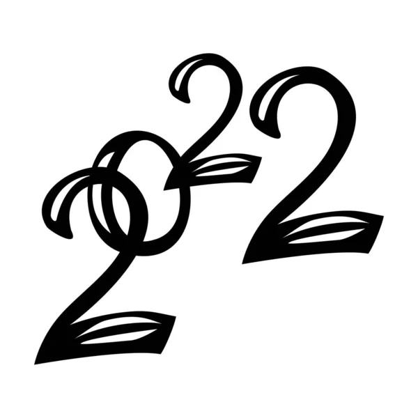 Numéros Noirs 2022 Année Tigre Venir Nouvel Vacances Illustration Vectorielle — Image vectorielle