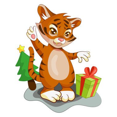 Kutlama kaplanı - 2022 yılının sembolü - Vektör illüstrasyonu