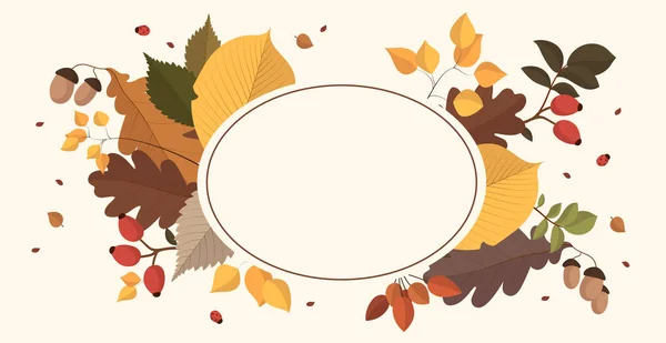 Abstrakte Herbst Web Hintergrundvorlage Mit Vielen Verschiedenen Blättern Vektorillustration — Stockvektor