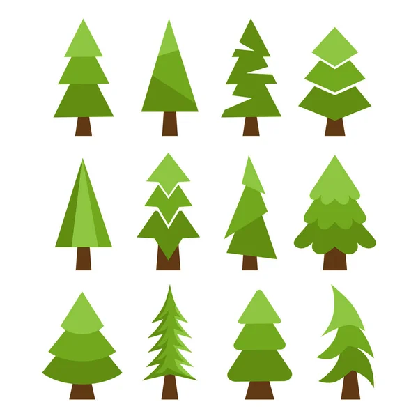 Piece Abstract Árvores Natal Verdes Sobre Fundo Branco Ilustração Vetorial — Vetor de Stock
