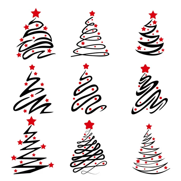 Arbre Noël Abstrait Pièces Dessiné Avec Des Décorations Sur Fond — Image vectorielle