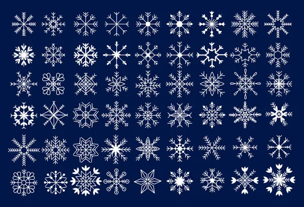 Set Fiocchi Neve Bianchi Come Neve Compilation Natale Vettore — Vettoriale Stock