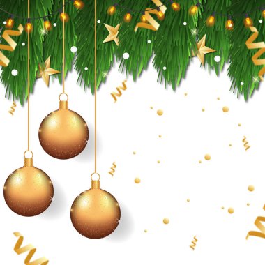 Beyaz arka planda Noel ağacı, festival promosyon ürünleri için web şablonu - illüstrasyon