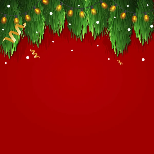赤いクリスマスの背景 飾り付きのクリスマスツリー イラスト — ストック写真