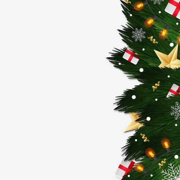 Albero Natale Sfondo Bianco Modello Web Oggetti Promozionali Festivi Illustrazione — Foto Stock